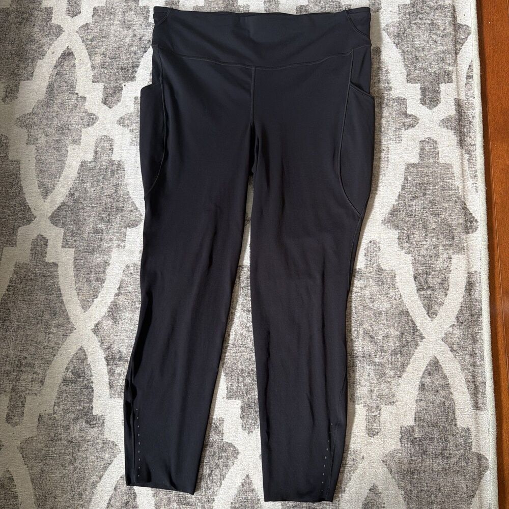Lululemon Fast and Free High-Rise Tight 25" 5 Pocket Reflective Size 16 Black